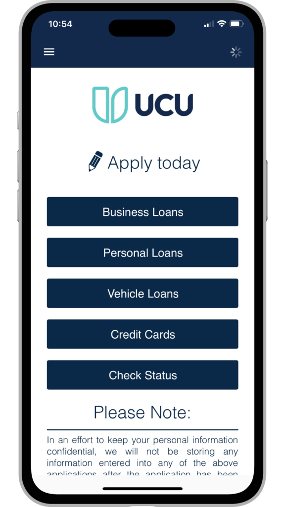 Apply for a loan within the Mobile App.