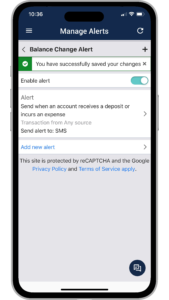 Setting a balance change alert on the Mobile App.