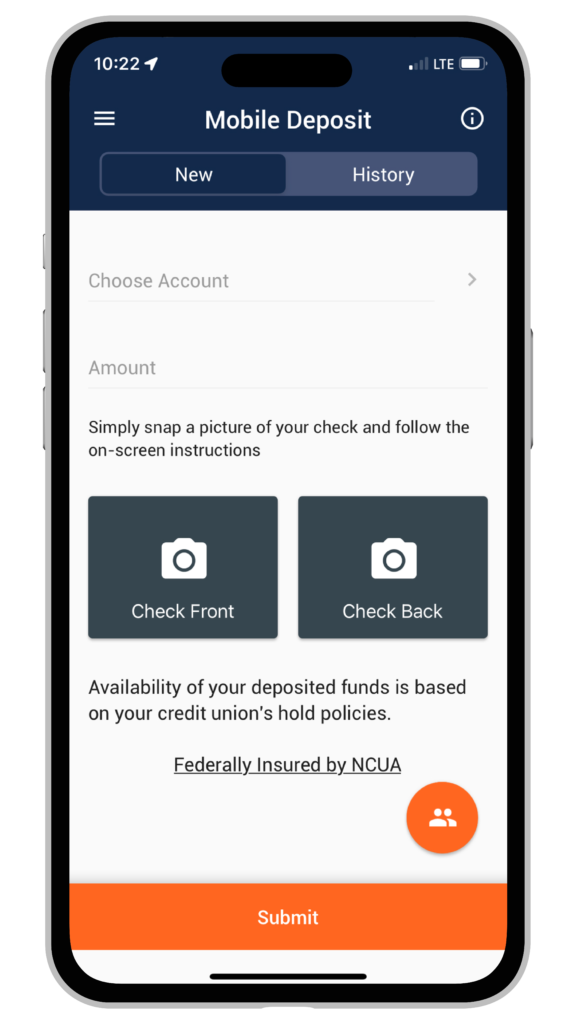 Mobile Deposit on the Mobile App, first image.