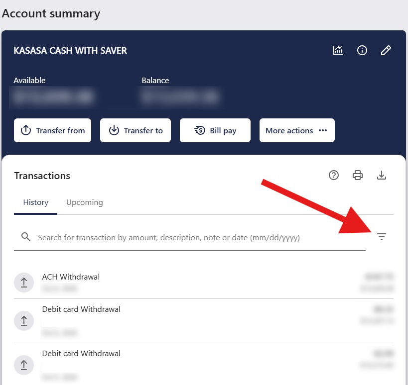 Account Transaction Filters 