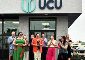 Ribbon cutting at the newly relocated branch in Portland at 1390 Congress St.
