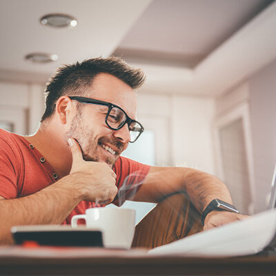Man using laptop.